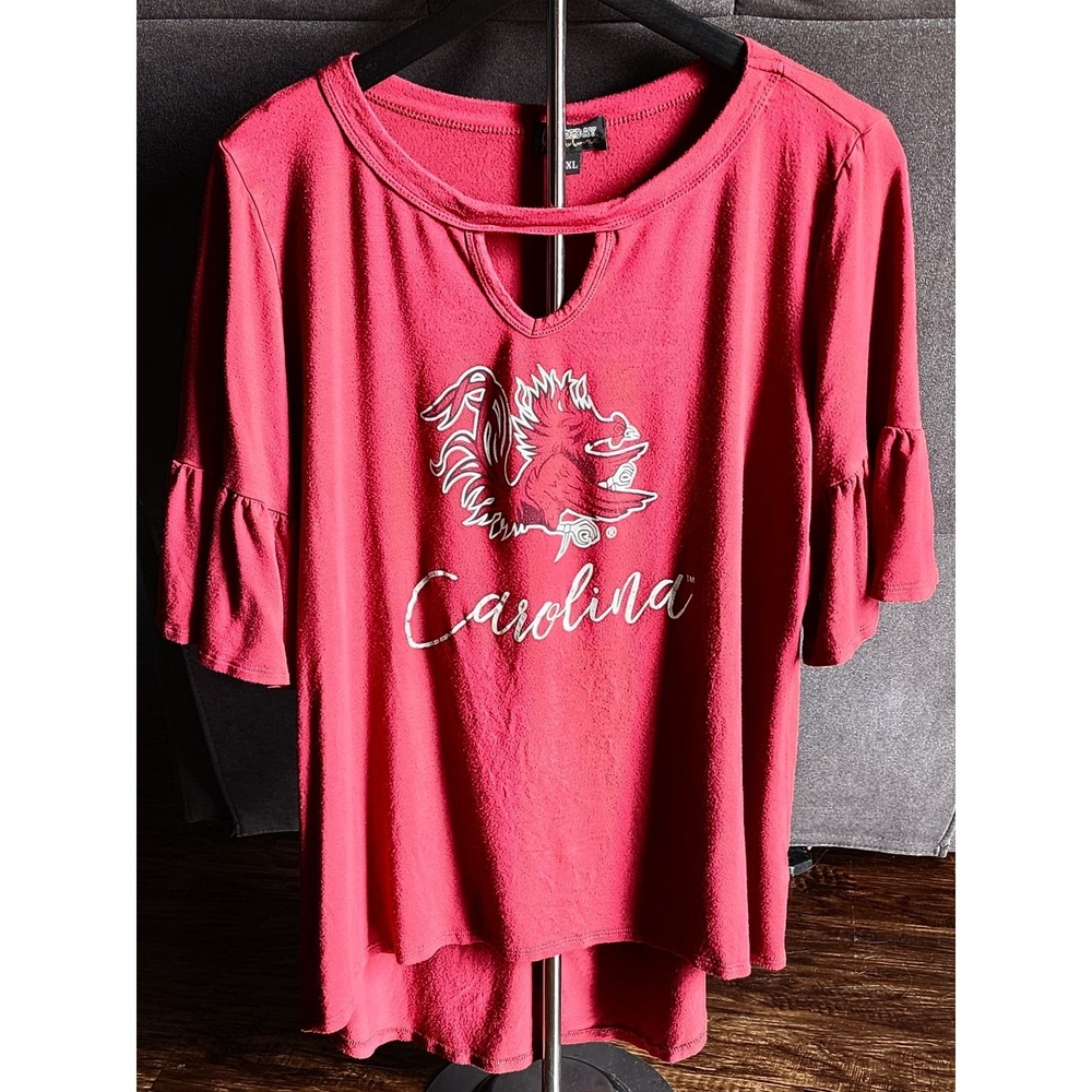 Carolina Gamecocks Gameday Couture XL Ruffle Ready Keyhole 3/4 Sleeve T-Shirt